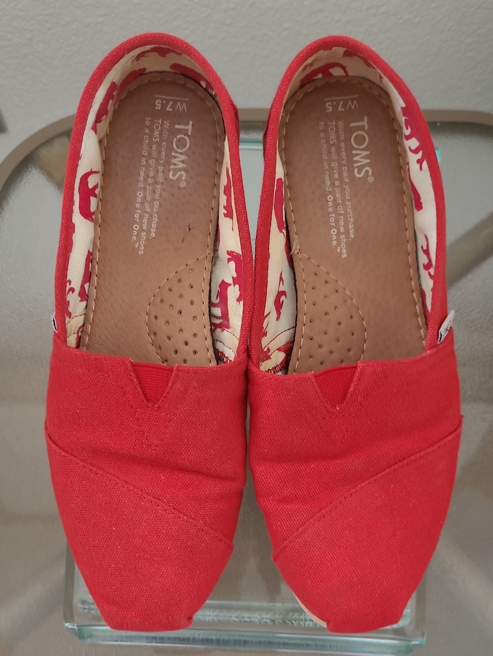 Toms Red Canvas Slip-On Loafers